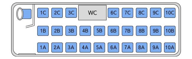 スーパーハイデッカー最後列3列トイレ3C後ろ(843号車)